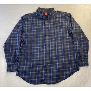 Men's Large Blue/Gray Plaid Junction West Button Up Long Sleeve Shirt